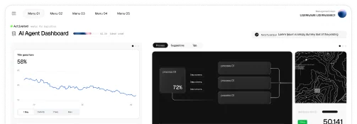 AI Agent Dashboard: an operations dashboard that brings throughput, process chains, and outputs onto one screen